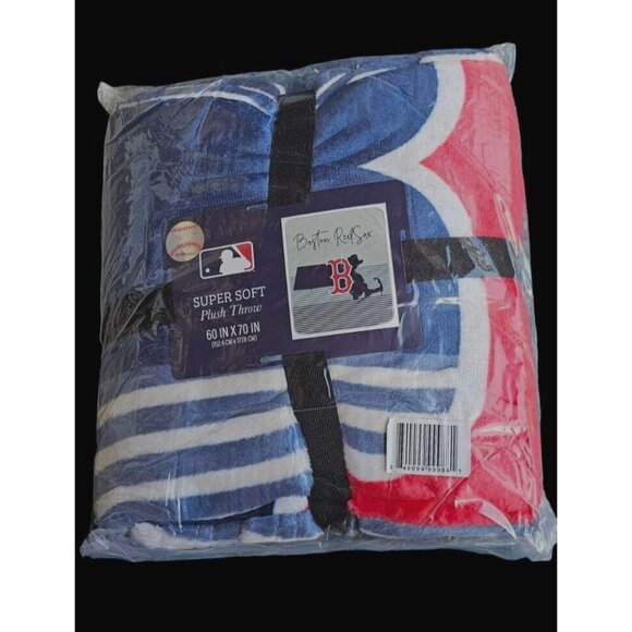 Boston Red Sox State Stripe Larger Ultra Soft Plush Throw Blanket MLB Licensed - Picture 2 of 3